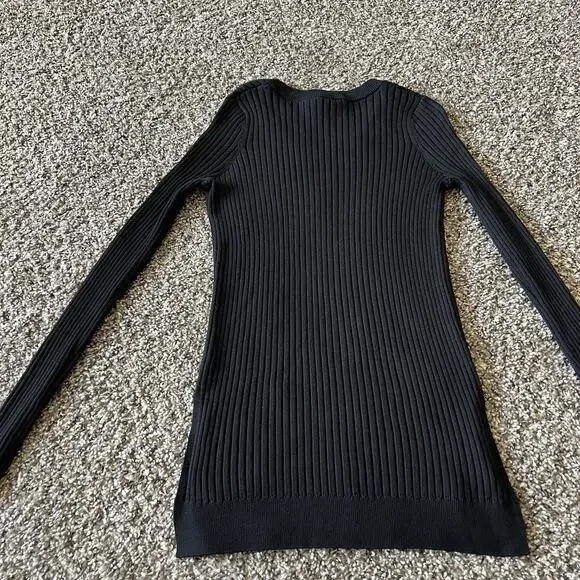 NEW Athleta Black Lincoln Park Sweater Ribbed Knit Scoop Neck Size XS NEW - Picture 4 of 5